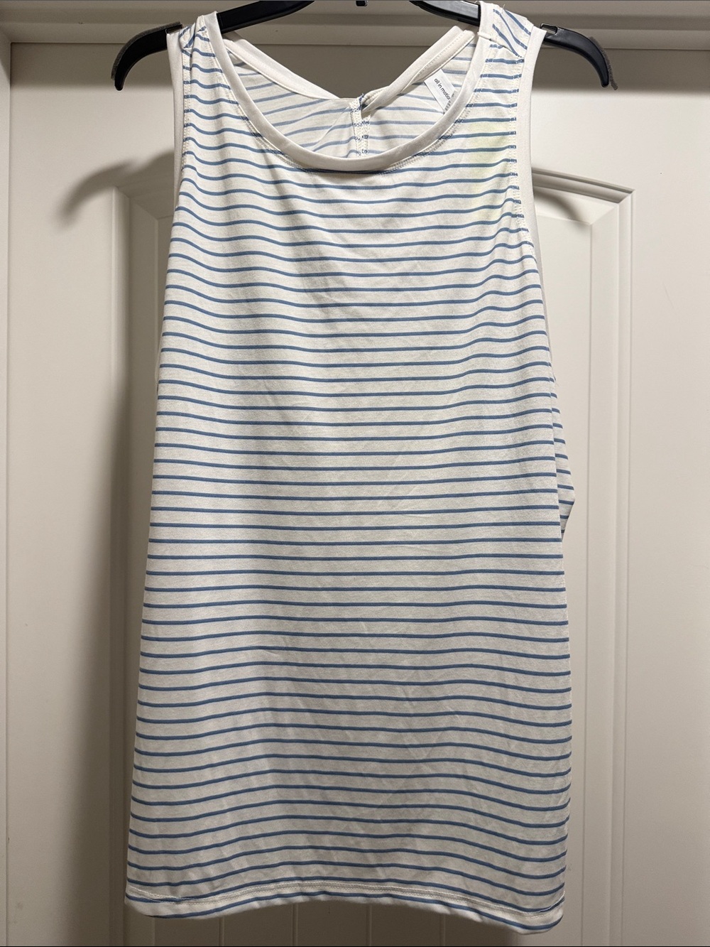 all in motion White Tank Top with Light Blue Stripes